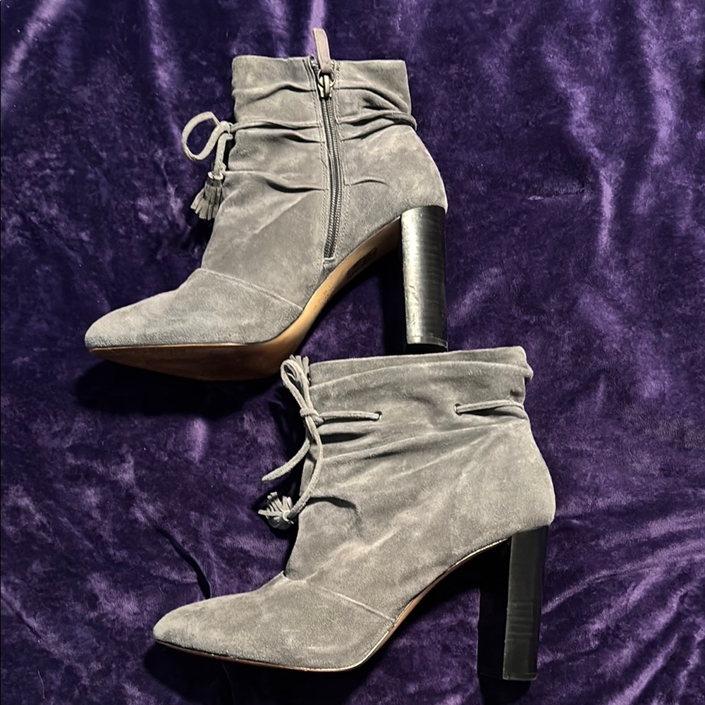 White House Black Market Gray Suede Ankle Boots 8.5